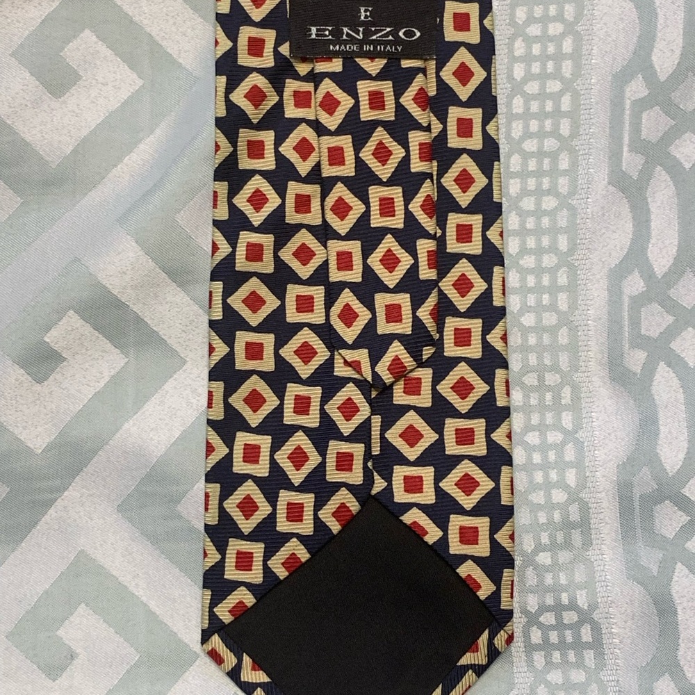 Enzo Necktie Blue/Red Pattern - Picture 2 of 3